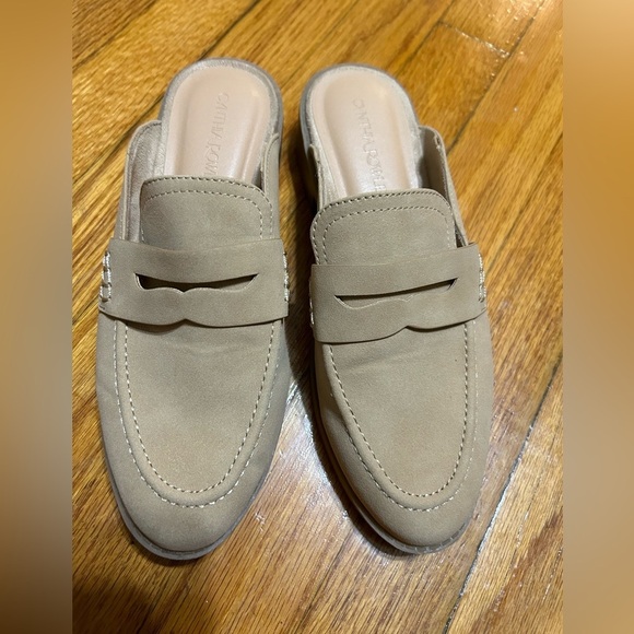 Cynthia Rowley Tan Suede Loafers Mules Size 7.5M - Picture 1 of 9